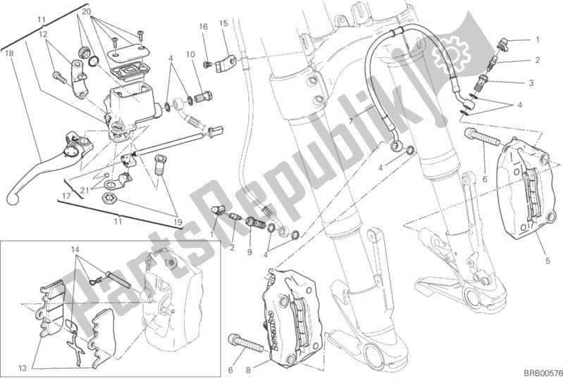 All parts for the Front Brake System of the Ducati Monster 797 Plus 2019